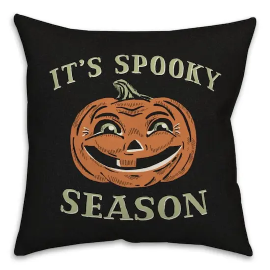 Retro Pumpkin Spooky Season Spun Poly Throw Pillow {1}