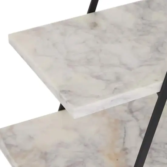 23" White Marble & Iron Contemporary 3-Tier Tray Stand {4}
