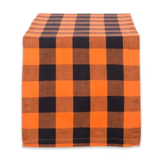 DII&reg; 108" Buffalo Check Table Runner Orange/Black {1}