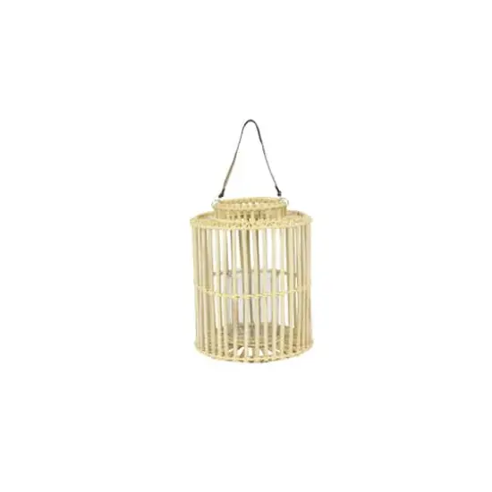 Light Brown Rattan Coastal Candle Holder Lantern, 18" x 14" x 14" {4}