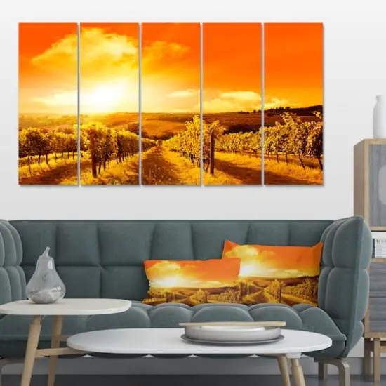 Designart - Scenic Sunset Road in Italy - Large Landscape Canvas Art {3}