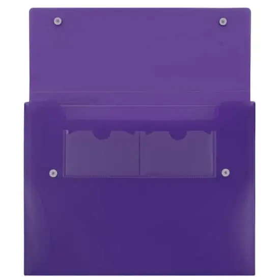 JAM Paper 9.5" x 12.5" Plastic Portfolio with Two Button Snap Closure Purple {5}