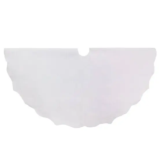 48" Winter White Scalloped Edge Tree Skirt {5}