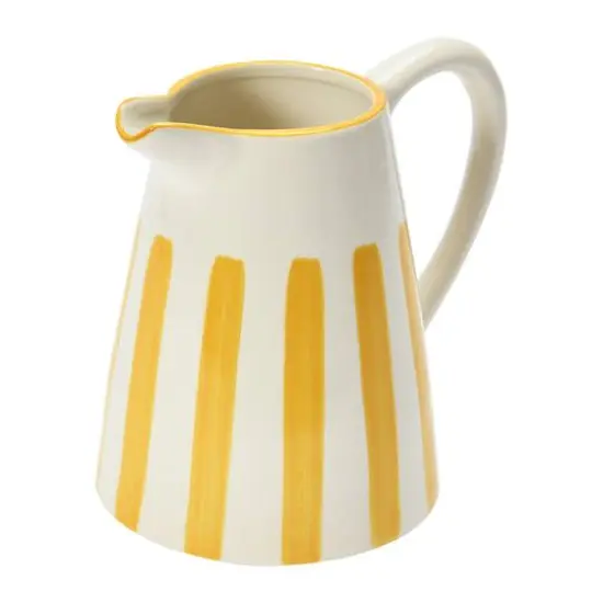 Hello Honey&reg; 6.5" Yellow & White Stripe Stoneware Pitcher {1}
