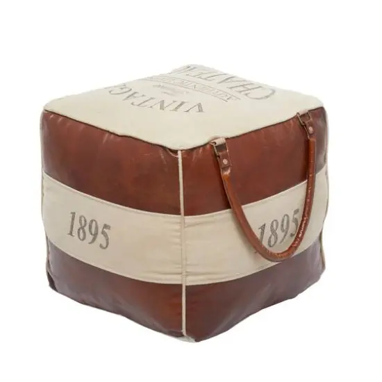 Brown Canvas Rustic Stool, 19" x 21" x 20" {5}