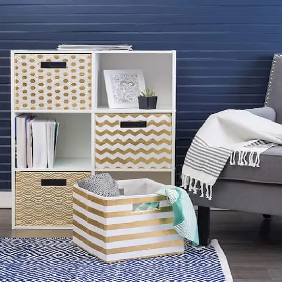 DII&reg; 11" Polyester Honeycomb Storage Cube Gold {4}