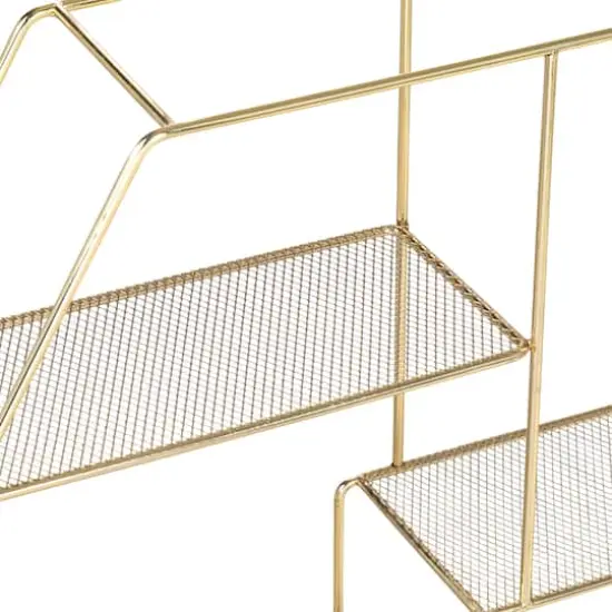 Honey Can Do 21" Gold Hexagonal Decorative 4-Tier Metal Wall Shelf {6}