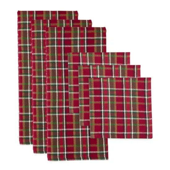 DII&reg; Tartan Plaid Heavyweight Dishtowel & Dishcloth Set {4}