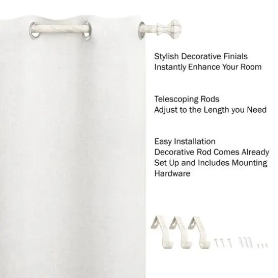 Hastings Home 66"-120" White Extendable Curtain Rod with Knob Finials {4}