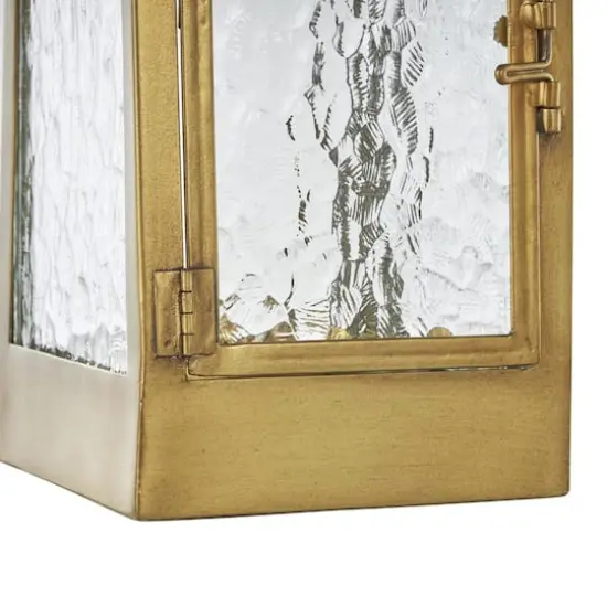 18" Gold Metal Arched Candle Lantern with Top Handle {4}