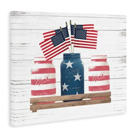 Stupell Industries Rustic Patriotic Jars American Pride Flag Design Canvas Wall Art {4}