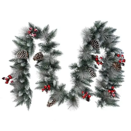 9ft. Sterling Pine Artificial Garland with Pinecones & Red Berries {1}