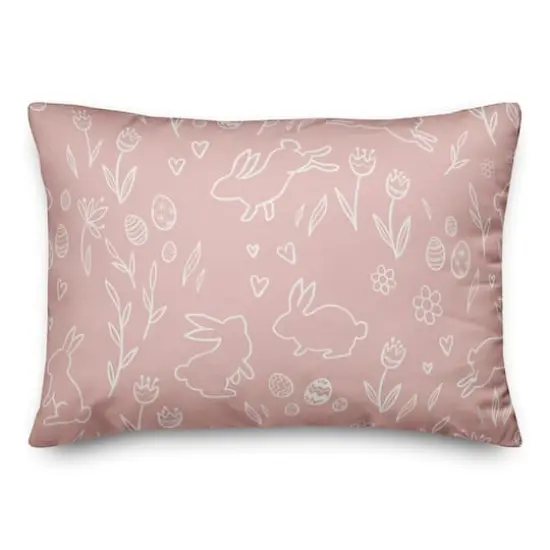 Simple Pink Easter Bunny Throw Pillow {1}