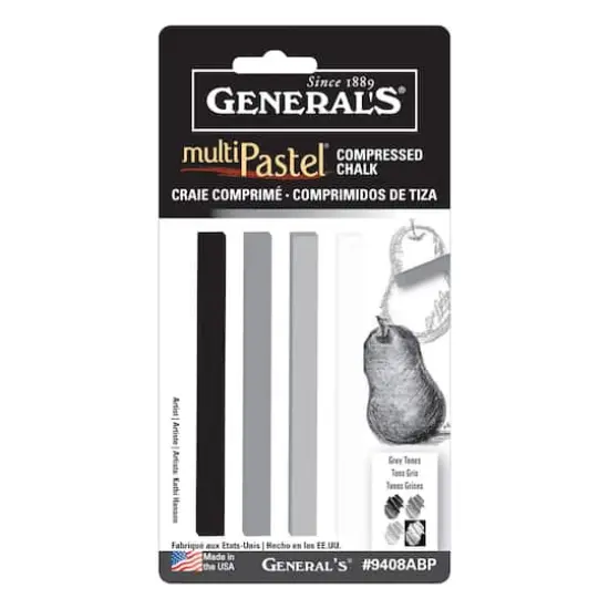 General's&reg; MultiPastel&reg; Gray Tones Compressed Chalk, 4ct. {1}