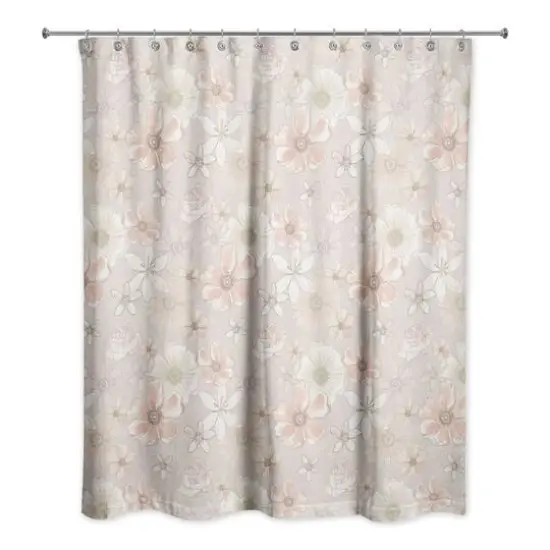 Watercolor Florals Shower Curtain Blush {1}