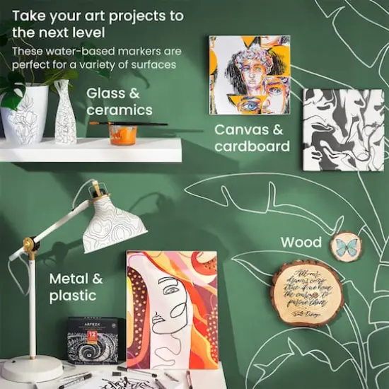 Arteza&reg; Black Extra Fine Acrylic Paint Markers, 12ct. {6}