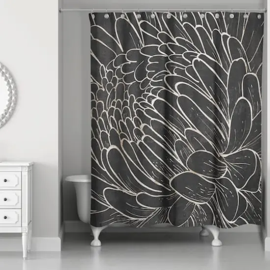 Floral Etching 71" x 74" Shower Curtain {1}