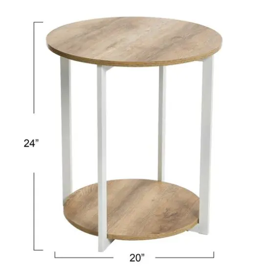 Household Essentials Jamestown 24" Round End Table Coastal Oak {5}