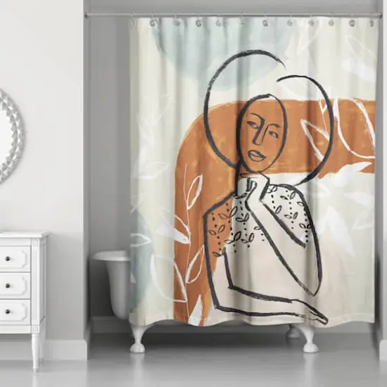 Earthy Abstract Figure I 71" x 74" Shower Curtain {3}