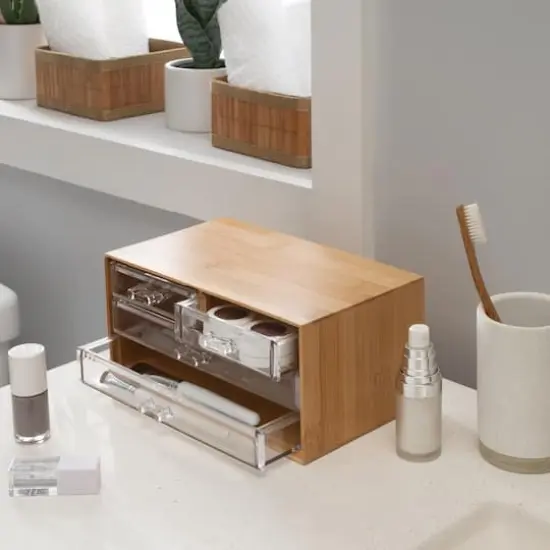 Simplify Bamboo 3-Tier Cosmetic & Jewelry Chest {1}