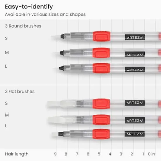 Arteza&reg; Red Assorted Tips Water Brush Pen Set {4}
