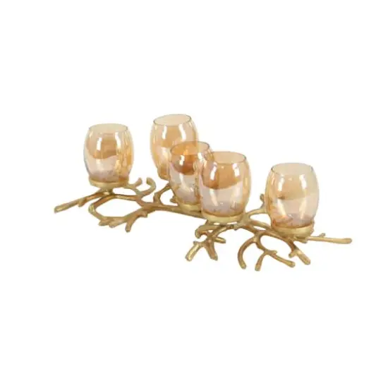 6" Gold Aluminum Coastal Candle Holder {3}