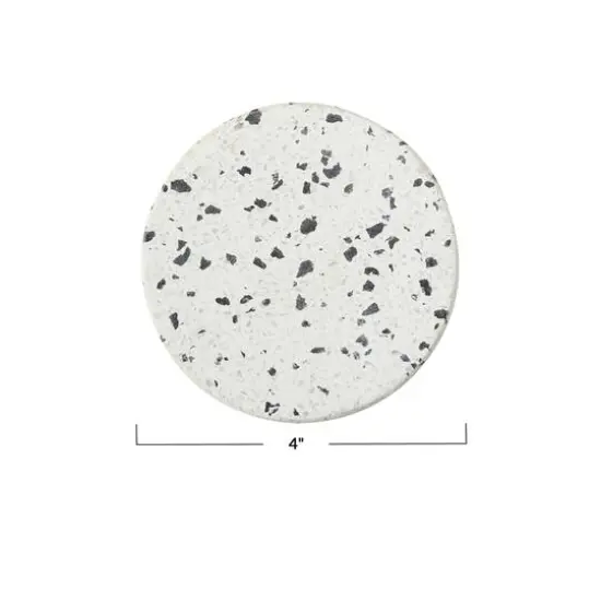 Hello Honey&reg; White Round Terrazzo Coaster Set {8}