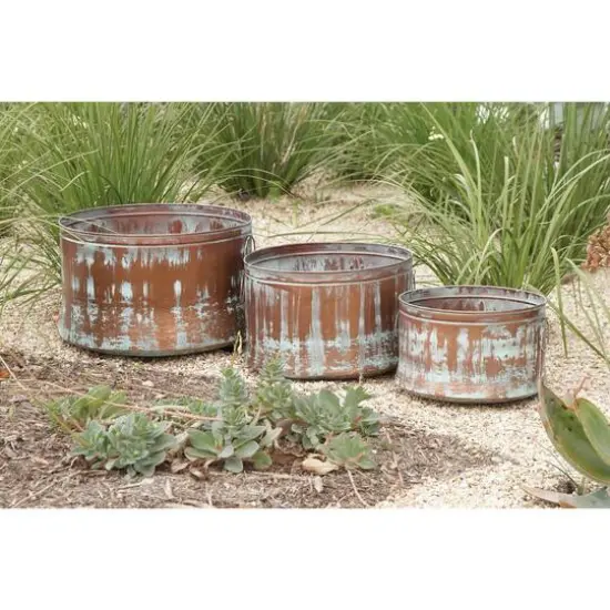 Copper Metal Rustic Planter Set {11}