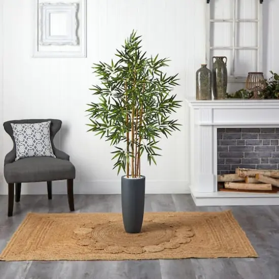 5ft. Bamboo Tree in Gray Cylinder Planter {4}