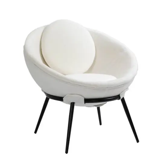 Hello Honey&reg; Vintage Upholstered Cup Accent Chair White {15}