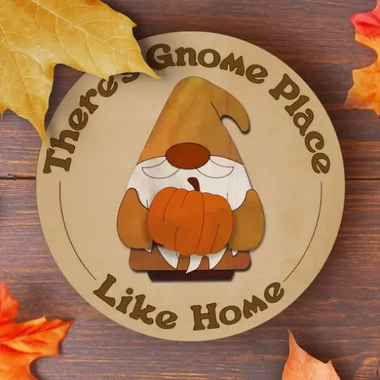 Leisure Arts® There's Gnome Place Like Home Seasonal Layered Wood Sign Kit {7}