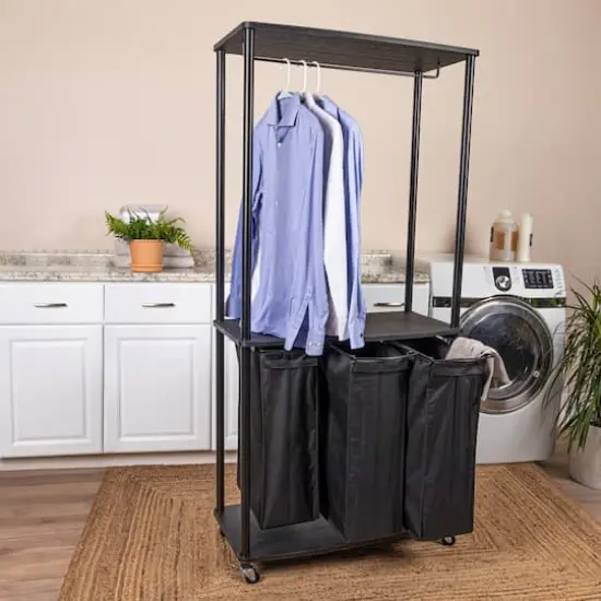 Household Essentials 3-Bag Laundry Center Black {4}
