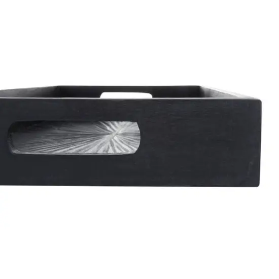 Set of 3" Black Wood Contemporary Trays, 3" x 16" x 10" {6}