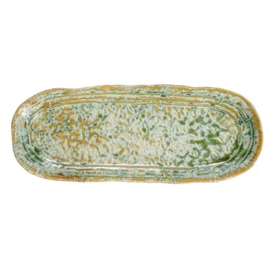 Hello Honey&reg; Long Green Reactive Crackle Glaze Stoneware Platters, 2ct. {4}