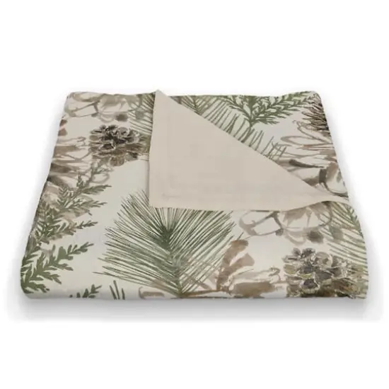 Pinecones & Greenery on White Coral Fleece Blanket {3}