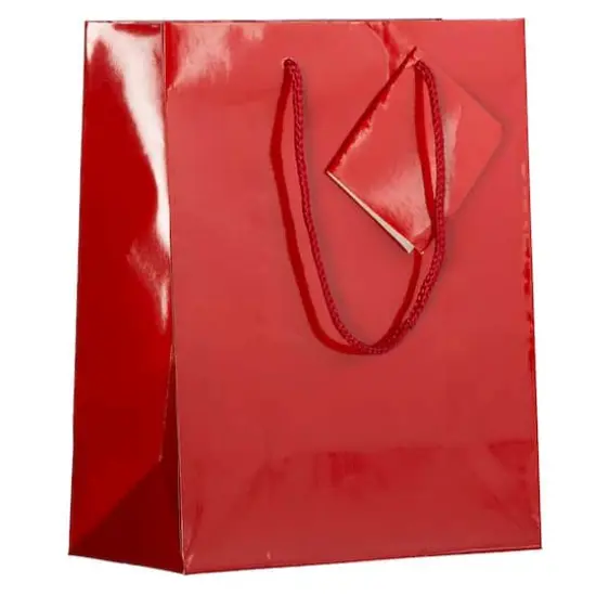 JAM Paper Medium Glossy Gift Bags, 3ct. Red {1}