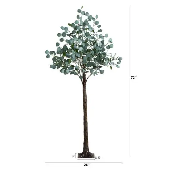 6ft. Pre-Lit Artificial Eucalyptus Tree with Warm White LED Lights {7}