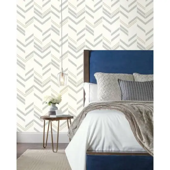 RoomMates Chevron Stripe Peel & Stick Wallpaper Gray {6}