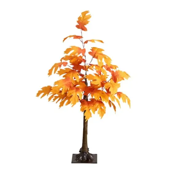 3ft. Pre-Lit Autumn Maple Artificial Fall Tree with 80 Warm White LED Lights {1}