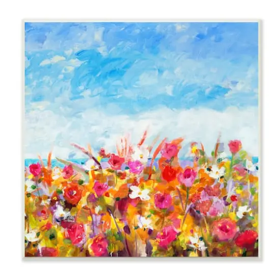 Stupell Industries Bold Summer Blooming Flower Field Under Cloudy Sky,12" x 12" {1}