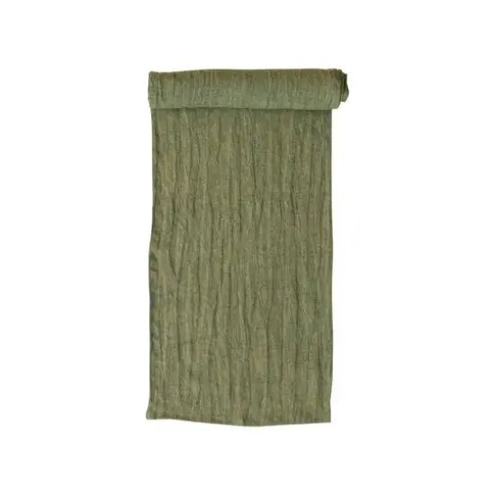 Hello Honey&reg; 108" Green Stonewashed Linen Table Runner {4}
