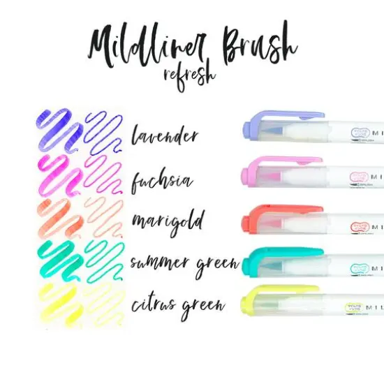 Zebra Mildliner Refresh Double-Ended Brush Pen Set {4}