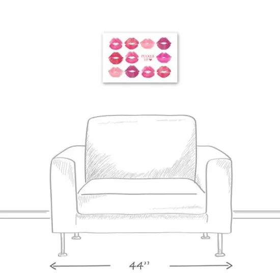 Pucker Up Watercolor Lips 12" x 18" Canvas Wall Art {6}