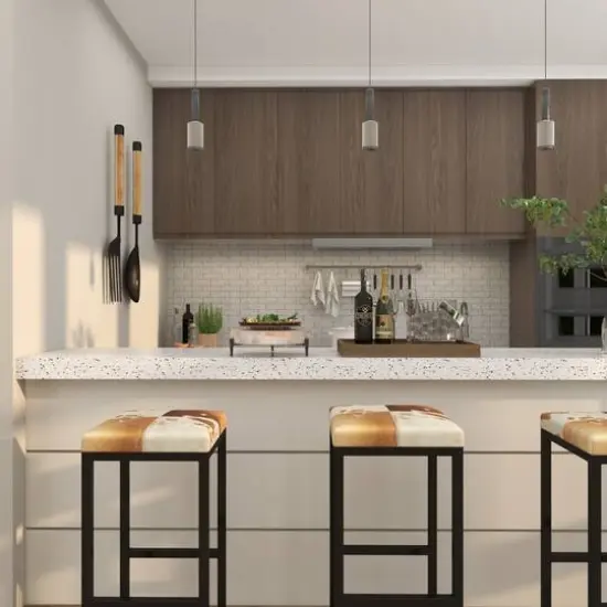 13" Cream Mango Wood Tray with Black Metal Leg {13}