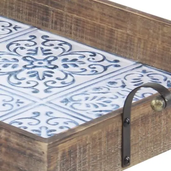 Natural Brown Wood Farmhouse Tray Set {3}