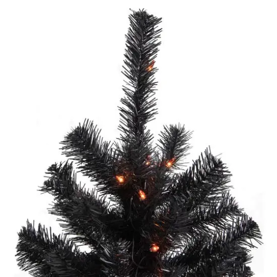 3ft. Pre-Lit Black Noble Spruce Artificial Halloween Tree, Orange Lights {3}