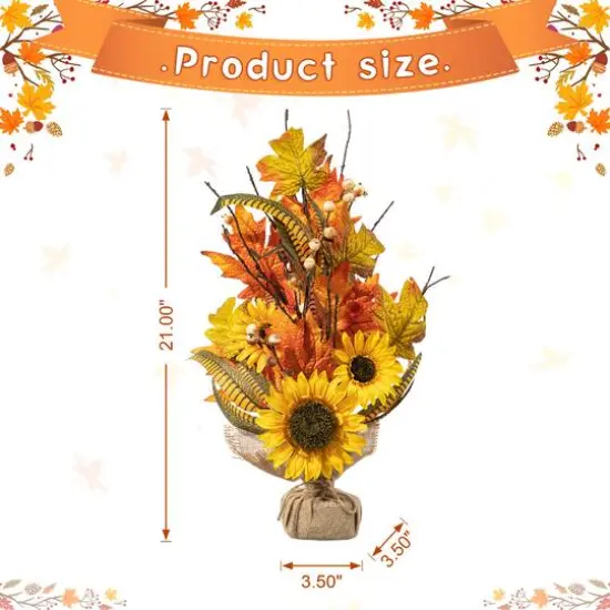 Glitzhome&reg; 21" Fall Sunflower Leaf Table Tree {9}