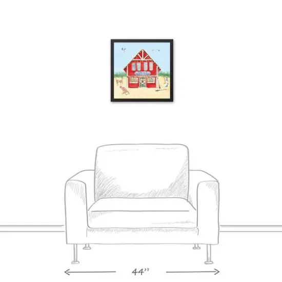 18" Santa's Beach House Christmas Black Framed Wall Canvas {4}