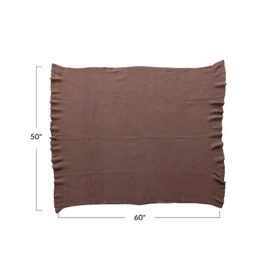 Hello Honey&reg; 60" Brown Brushed New Zealand Wool Throw with Ruffled Edge {5}