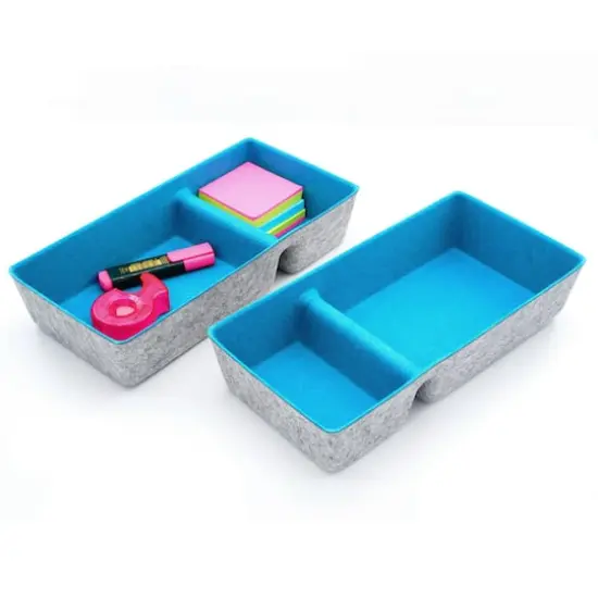 Welaxy Felt 2 Piece Divided Drawer Organizer Trays Turquoise {1}